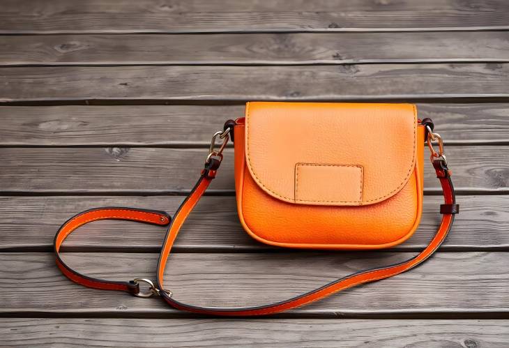 Orange Women Crossbody Bag on Wooden Surface A Fashionable Accessory for Any Season