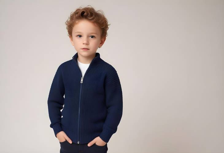 Organic Cotton Navy Full Zip Rib Knit Sweater Jumper for Boys and Girls