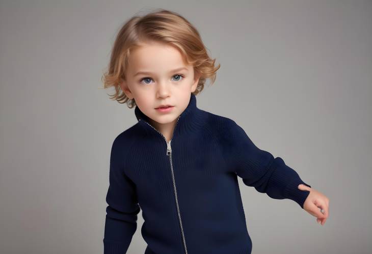 Organic Cotton Navy Full Zip Sweater Jumper for Boys and Girls on White Background