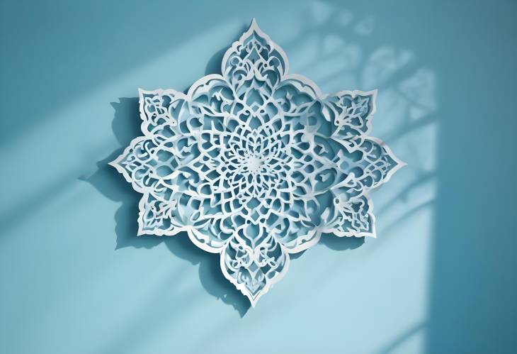 Ornamental Shadow on Light Blue Abstract Background