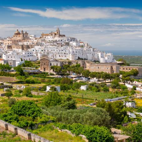 Ostuni White Town Scenic Skyline in Apulia, Italy