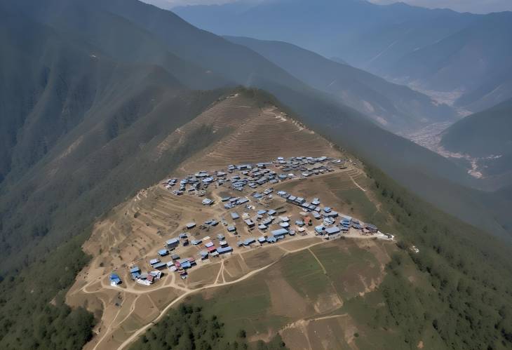 Overview of Phidim Hill Station, Panchthar, Nepal from Above