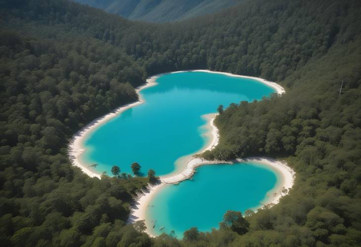 Panoramic Aerial of Turquoise Lake in Lagunas de Montebello National Park