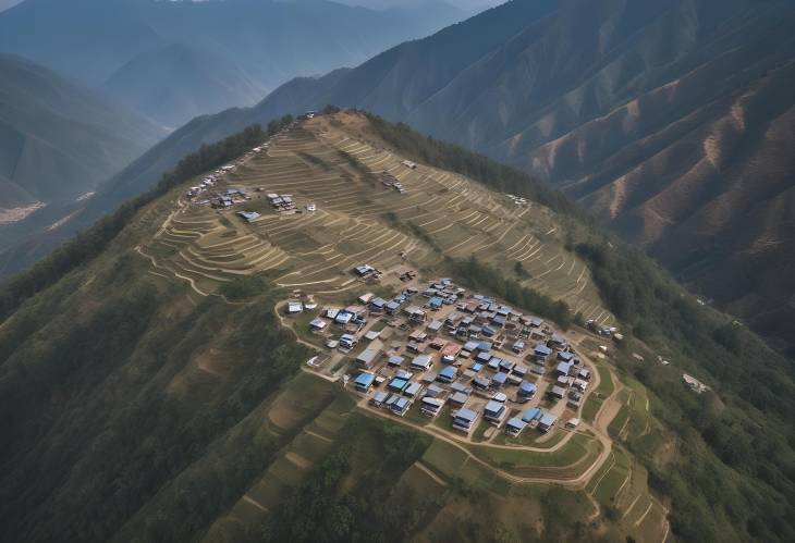 Panoramic Aerial View of Phidim Hill Station, Panchthar, Nepal