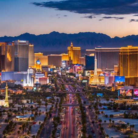 Panoramic Cityscape of Las Vegas Strip Hotels and Casinos in Nevada