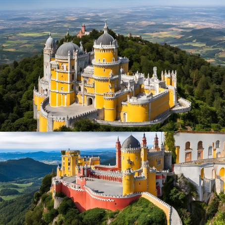 Panoramic View of National Palace of Pena in Sintra, Portugal