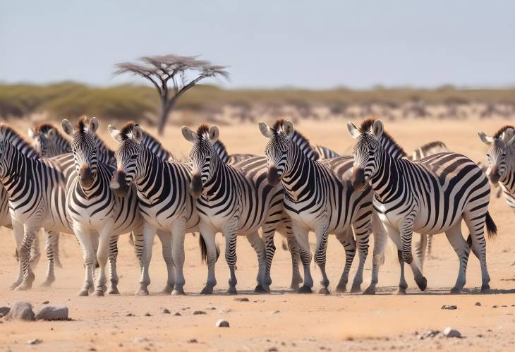 Panoramic View of Zebras in the African Savanna Safari Header or Banner Image