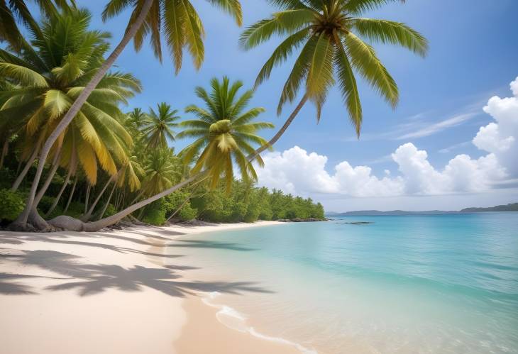 Paradise Island Beach Coconut Palms and Azure Sea in a Tropical Setting