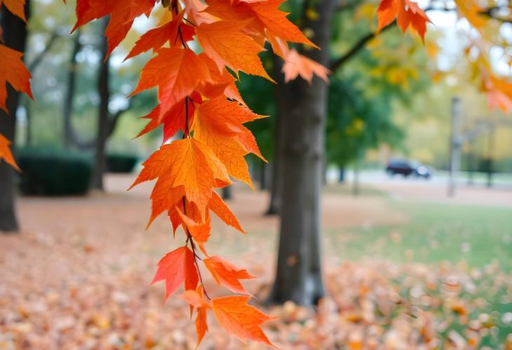 Park in Fall A Tapestry of Orange Leaves