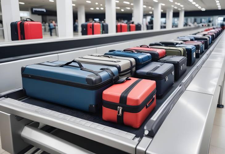 Passenger Luggage and Baggage on Airport Conveyor Belt, Travel and Handling