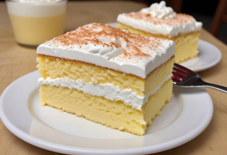 Pastel de Tres Leches Delight Sponge Cake with Evaporated Milk, Condensed Milk, and Whipped Cream