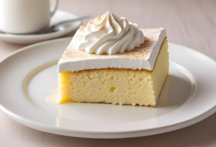 Pastel de Tres Leches Sponge Cake Soaked in Three Milks and Topped with Whipped Cream