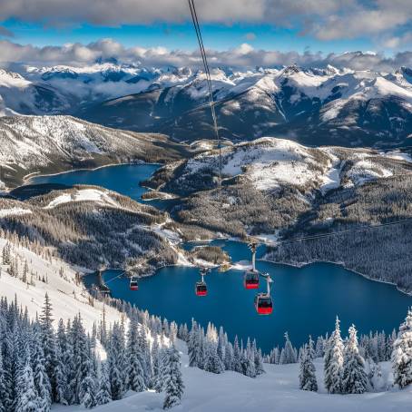 Peak to Peak Gondola in Whistler Mountains  Vancouver BC, Canada Scenic Views