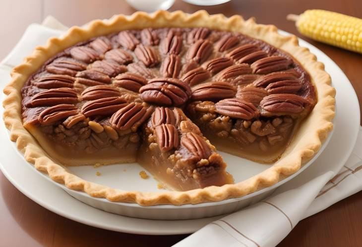 Pecan Pie Sweet Pie with Pecan, Sugar, and Corn Syrup Filling, A Classic Dessert