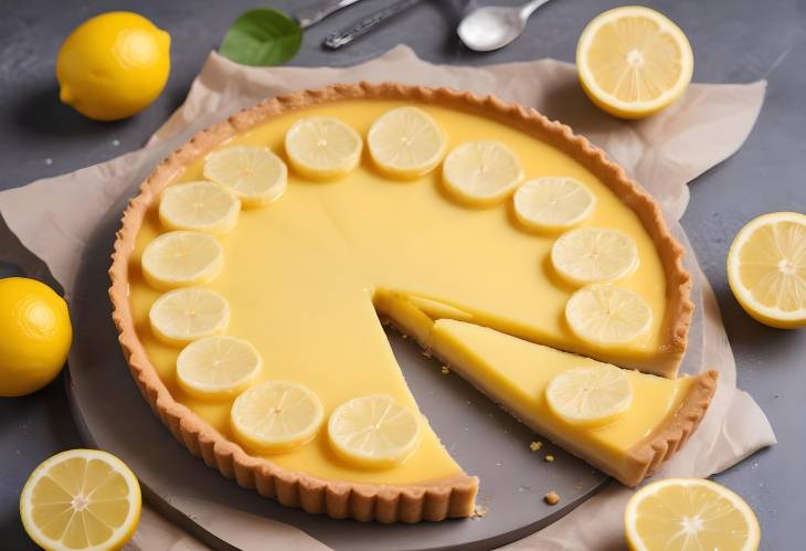 Perfectly Cut Lemon Tart Slices with Citrus Filling