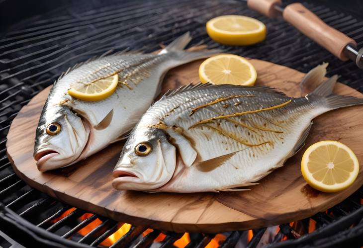 Perfectly Grilled Dorada Fish on BBQ A Culinary Masterpiece Captured in Stunning Food Photography