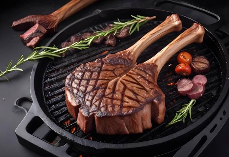 Perfectly Grilled Tomahawk Steak on a Cast Iron Surface A Barbecue Masterpiece