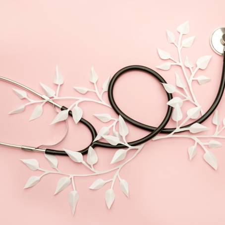 Phonendoscope and Stethoscope on Pink Background