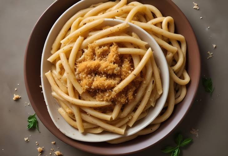 Pici with Garlic and Bread Crumbs Flavorful Thick Pasta with Crispy Garlic and Crunchy Bread Crumb