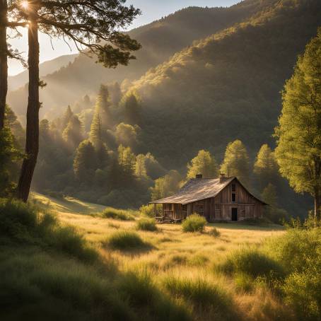 Picturesque Farmhouse in Mountainous Landscape