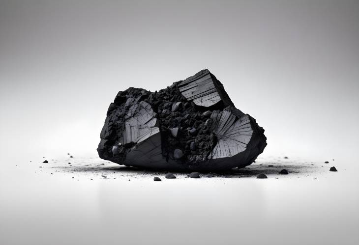 Piece of Smoldering Coal on White Background Detailed Close Up Image