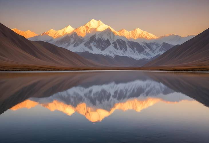 Pik Lenins Snowy Majesty Sunset Over Glacial Peaks and Golden Hills