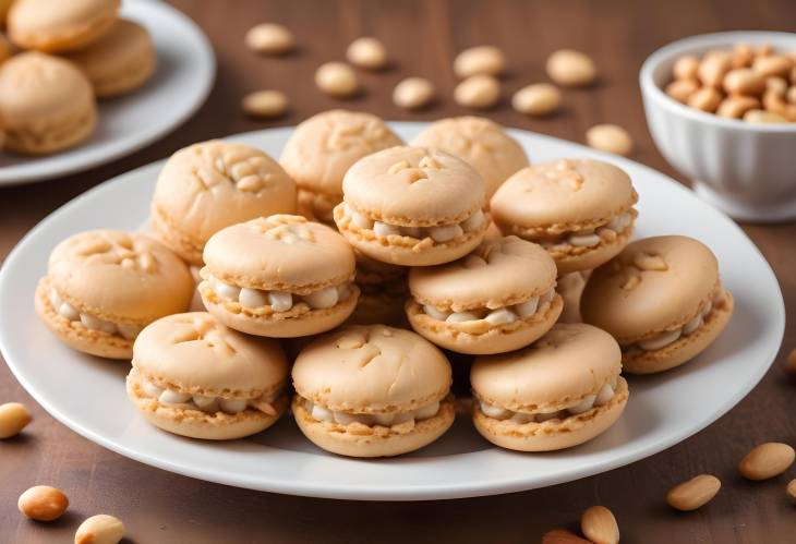 Pine Nut Macaroons Delicious Chewy Macaroons with Pine Nuts, Focused Dish with Blurred Background