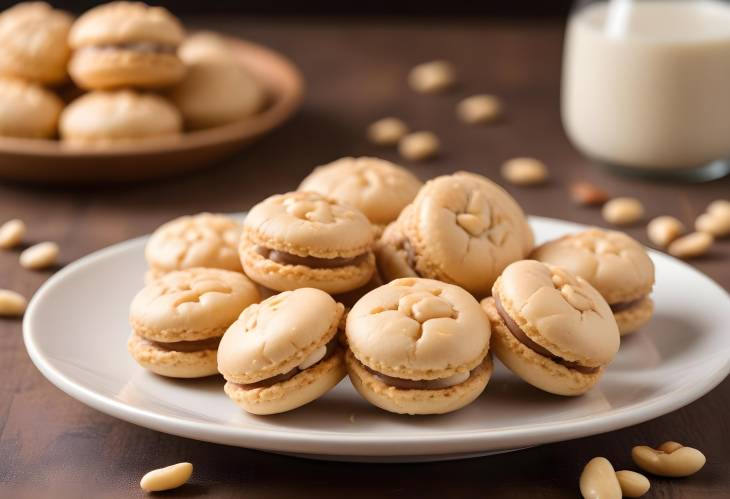 Pine Nut Macaroons Nutty and Chewy Macaroons with Pine Nuts, Focused with Blurred Background