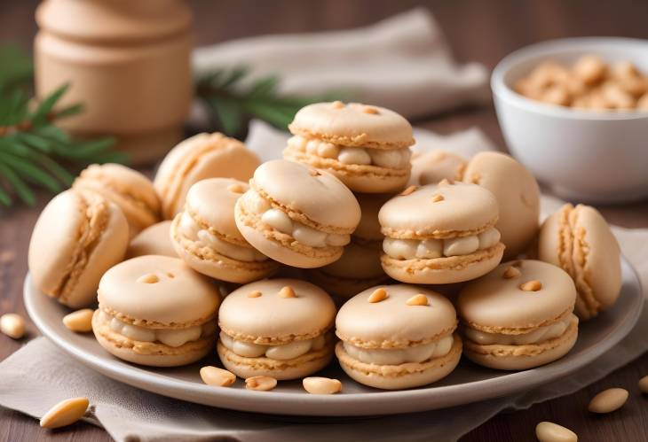 Pine Nut Macaroons Nutty, Flavorful Macaroons with a Chewy Texture, Focused Dish View