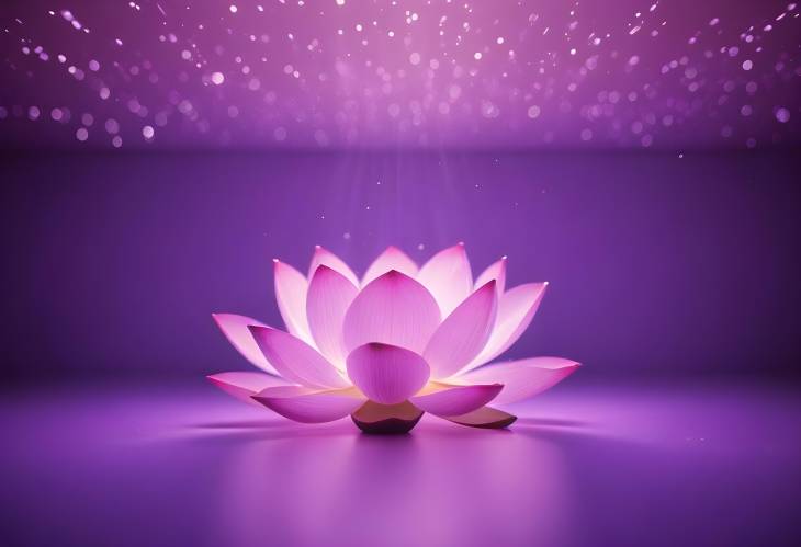 Pink Lotus on Light Purple Water with Sparkling Light Effects