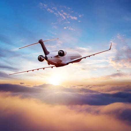 Plane and Sunset Blue Sky Silhouette