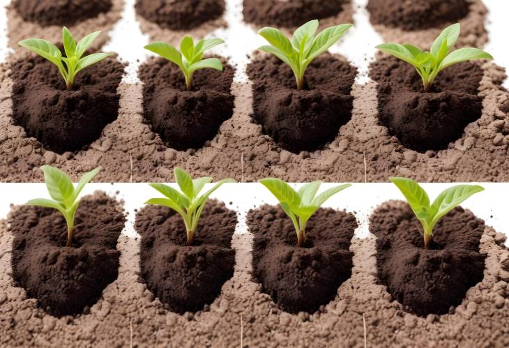 Plant Growing Phases in Soil with White Background Seed Germination to Mature Plant Stages