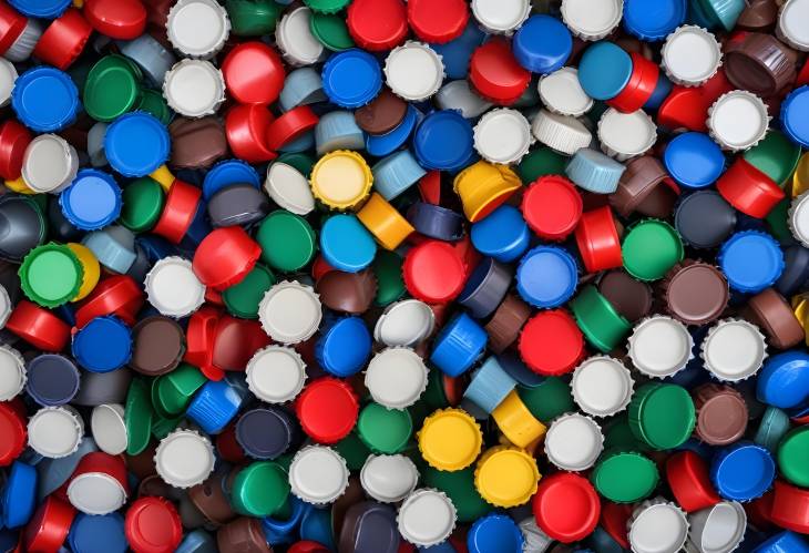 Plastic Bottle Caps for Recycling, Eco Friendly Processing Background, Remove Lids Before Disposal,