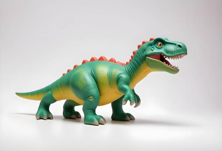 Plastic Dinosaur Toy Clean White Background with Space for Copy