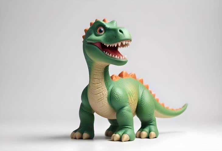 Plastic Toy Dinosaur Isolated on White Background with Ample Copy Space