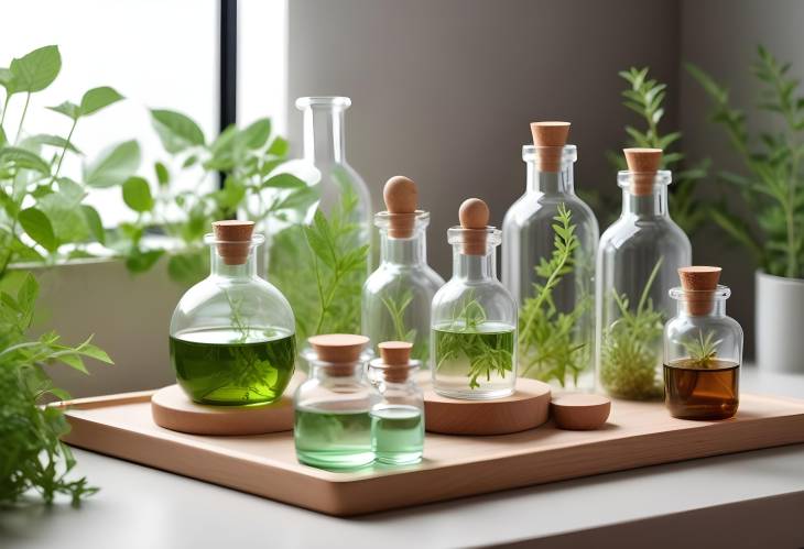 Platform for Cosmetic Bottles  Scientific Glassware Natural Organic  Herbal Medicine Research