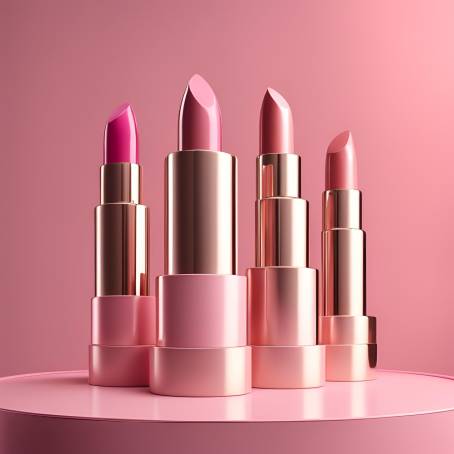 Playful 3D Lipstick Showcase on Pink Podium