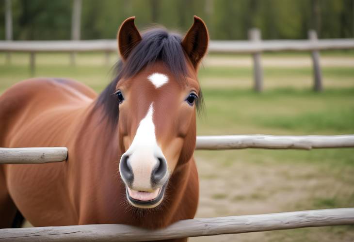 Playful Little Horse Showing Teeth at Latvian Zoo