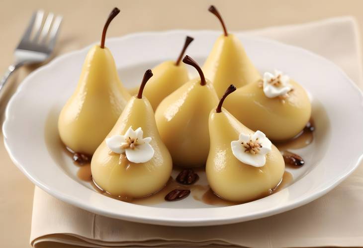 Poached Pears with Gorgonzola Sweet Pears Poached in a Light Syrup with Rich Gorgonzola Cheese