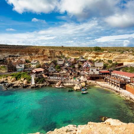 Popeye Village in Malta Vibrant Coastal Charm  Cinematic Scene