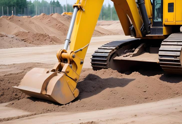 Powerful Machinery Close Up of a Construction Site Excavator in Action