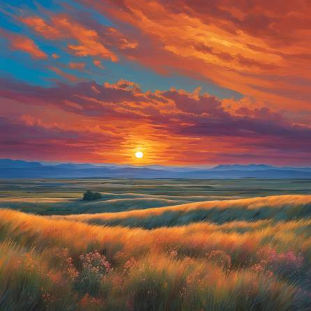 Prairie Sunset Bliss A Natures Masterpiece in Golden and Twilight Hues