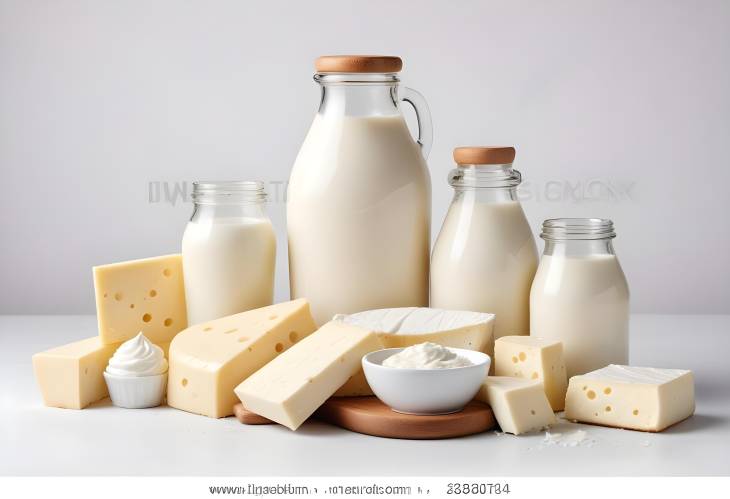 Premium Dairy Products Isolated on White  Milk, Cheese, Yogurt, and Butter