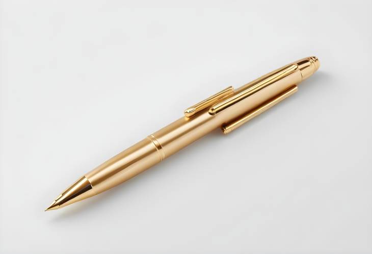 Premium Golden Writing Pen Isolated on White Sophisticated Design for Professional Use