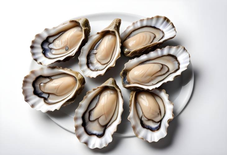 Pristine Oysters Isolated on White Ideal for Fine Dining Presentations