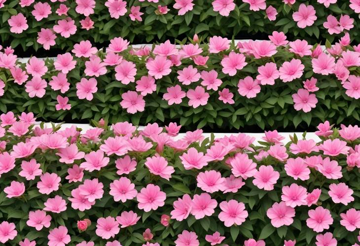 Professional High Quality Cut out of Pink Flowers and Flower Bed Isolated on White Background