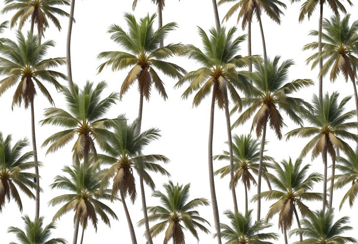 Professional High Resolution Image of Cut Out Palm Tree and Coconut Tree Isolated on White