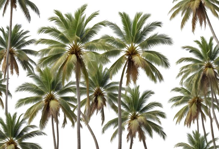 Professional HighResolution CutOut of Palm Tree and Coconut Grove Isolated on White Background