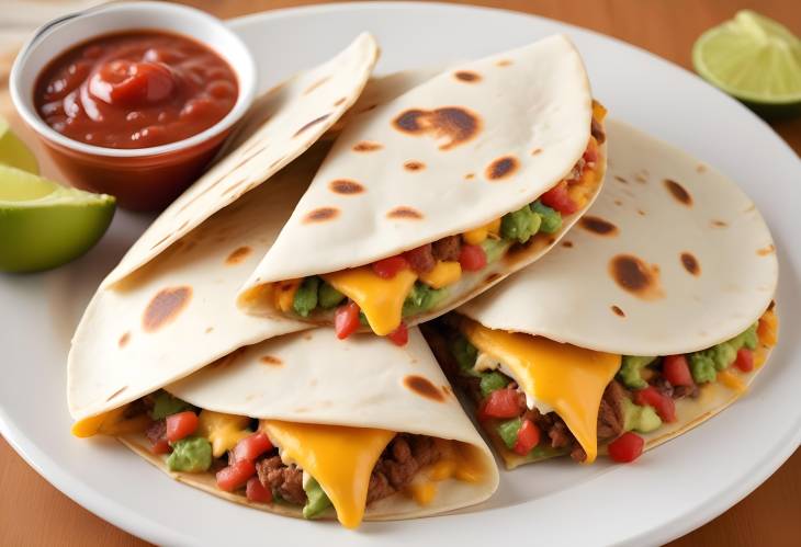 Quesadillas with Salsa and Guacamole Grilled Tortillas with Melty Cheese and Tasty Toppings