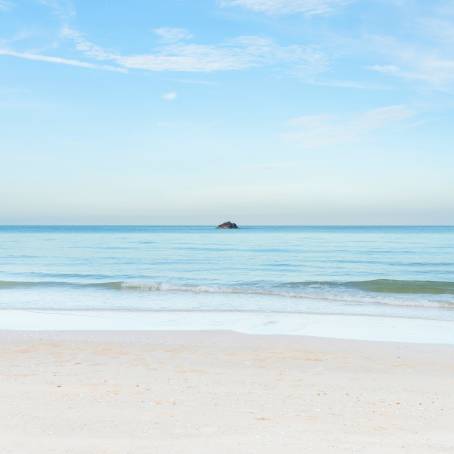 Quiet Beach and Ocean Scene with Open Copy Space